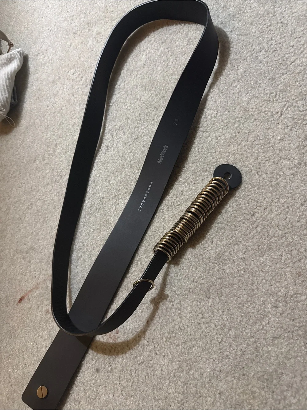 Black Leather woman Ring-Detail Belt